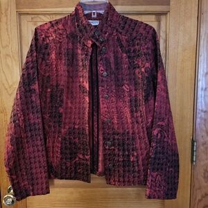 Chico's Red and Black Textured Jacket